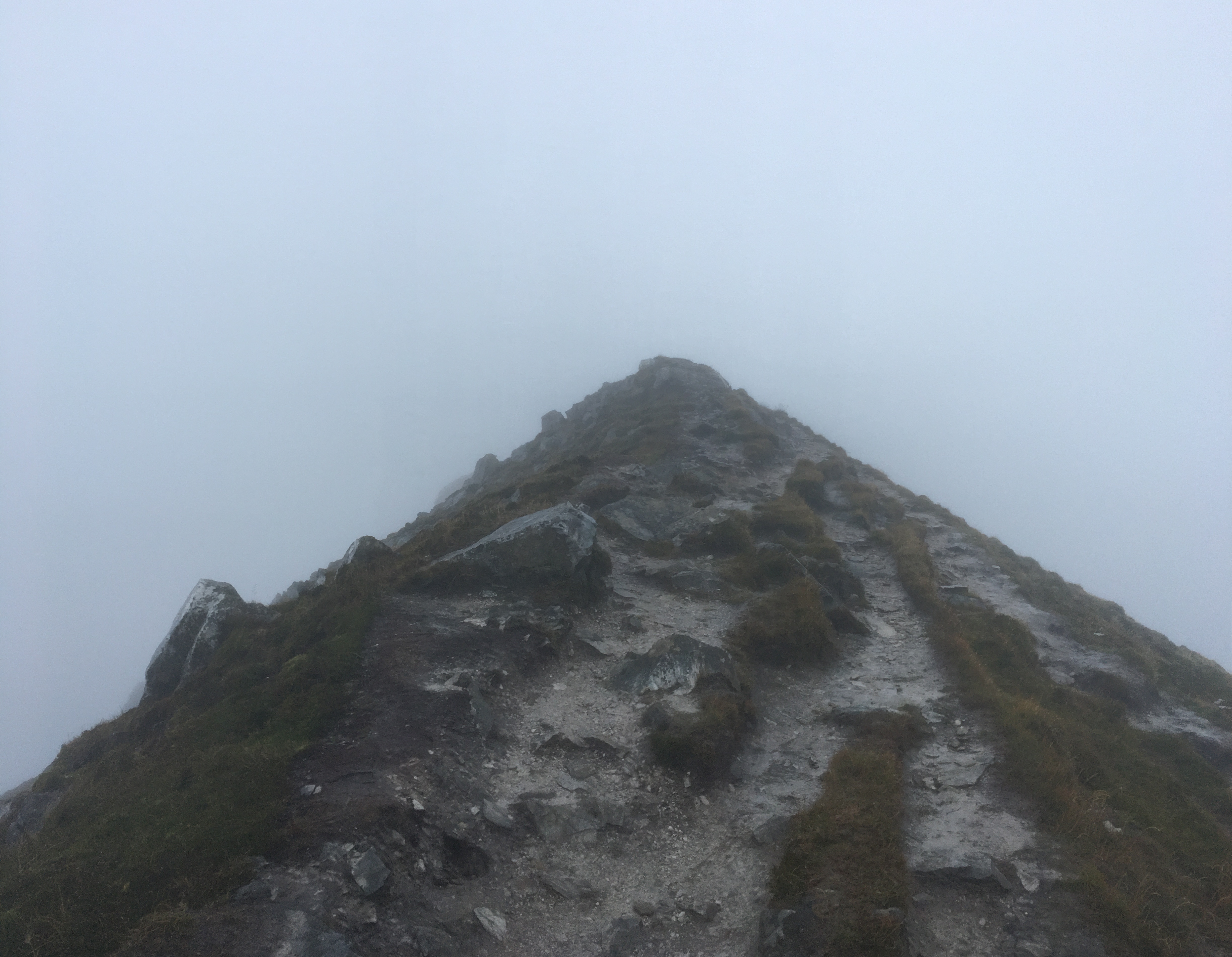 Dense fog on top of Mt. Errigal.
